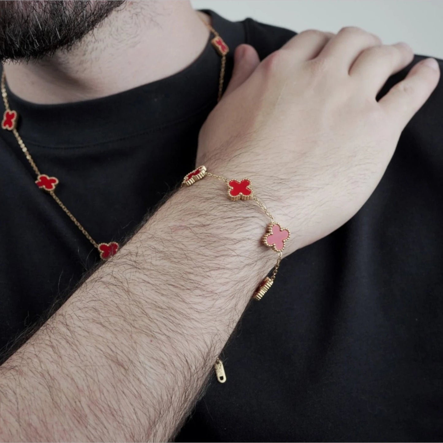 BRAZALETE CLOVER - GOLD CORNALINA - ATHEREOS