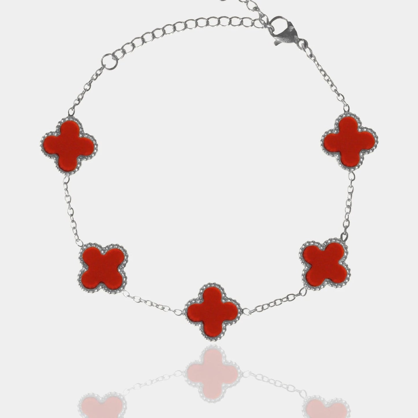 BRAZALETE CLOVER - SILVER CORNALINA - ATHEREOS
