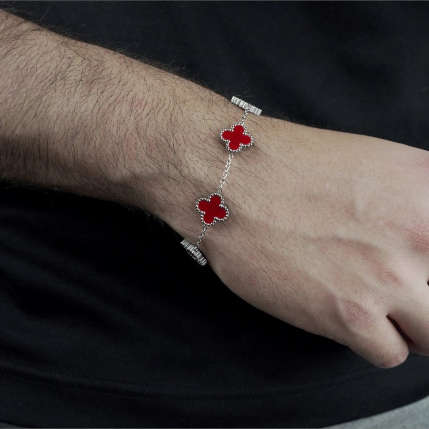 BRAZALETE CLOVER - SILVER CORNALINA - ATHEREOS