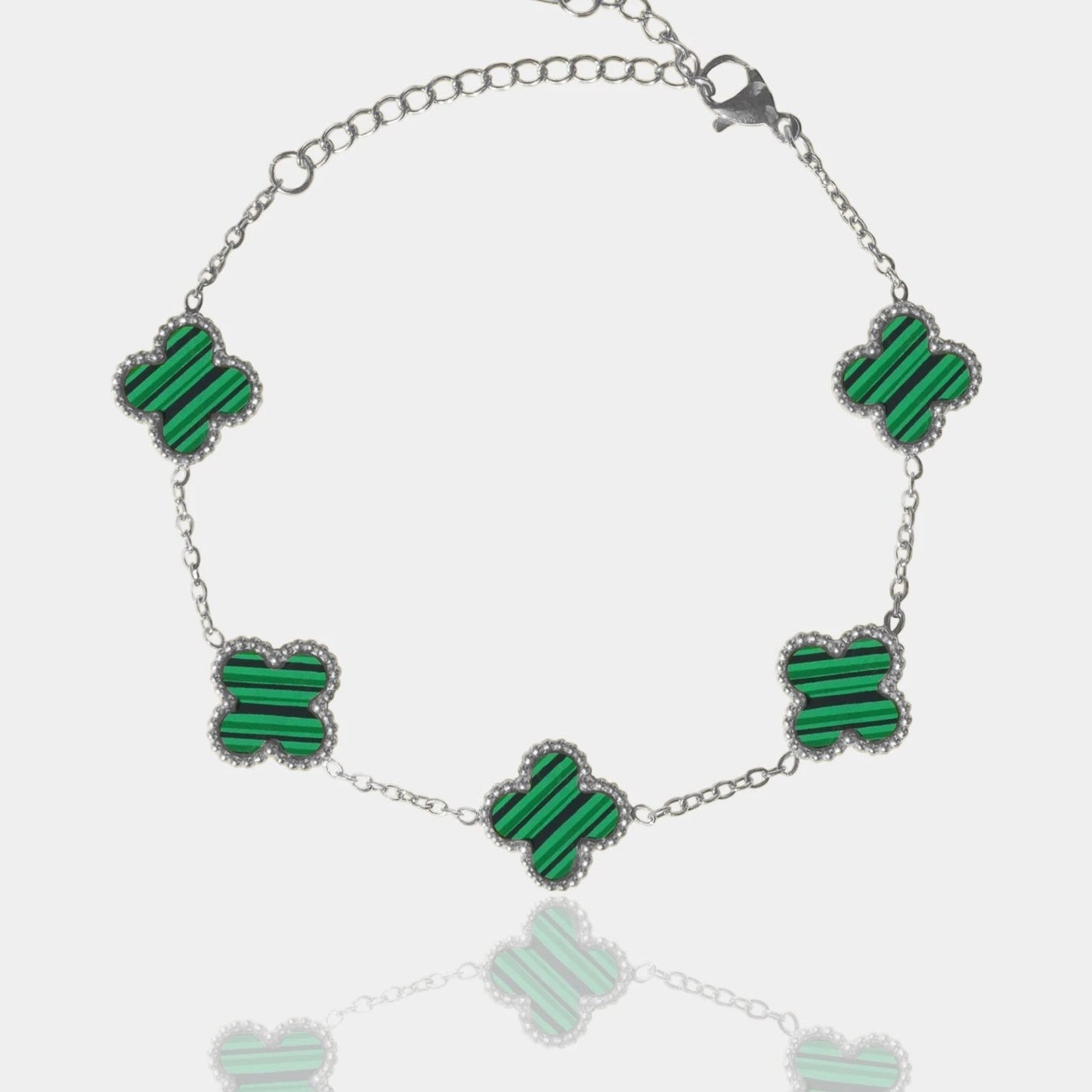 BRAZALETE CLOVER - SILVER MALAQUITA - ATHEREOS