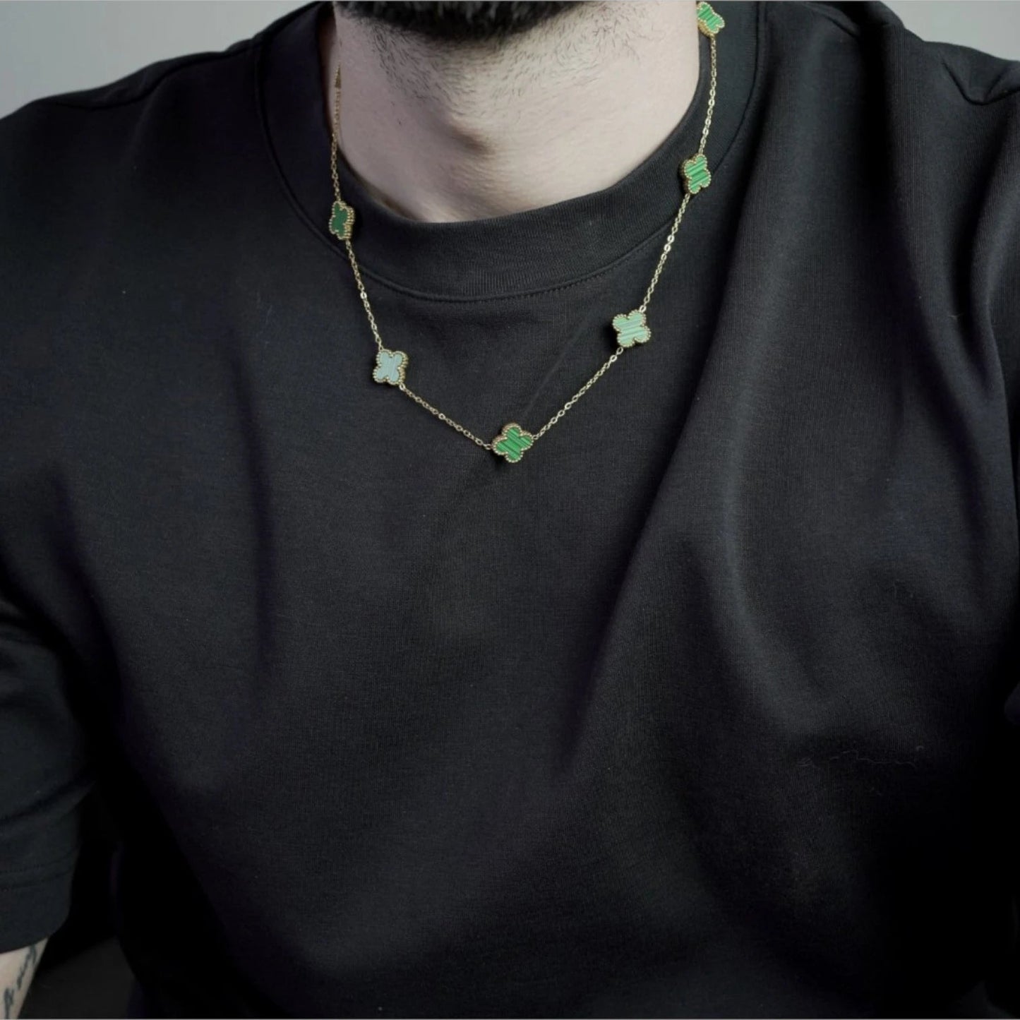 COLLAR CLOVER - GOLD MALAQUITA - ATHEREOS