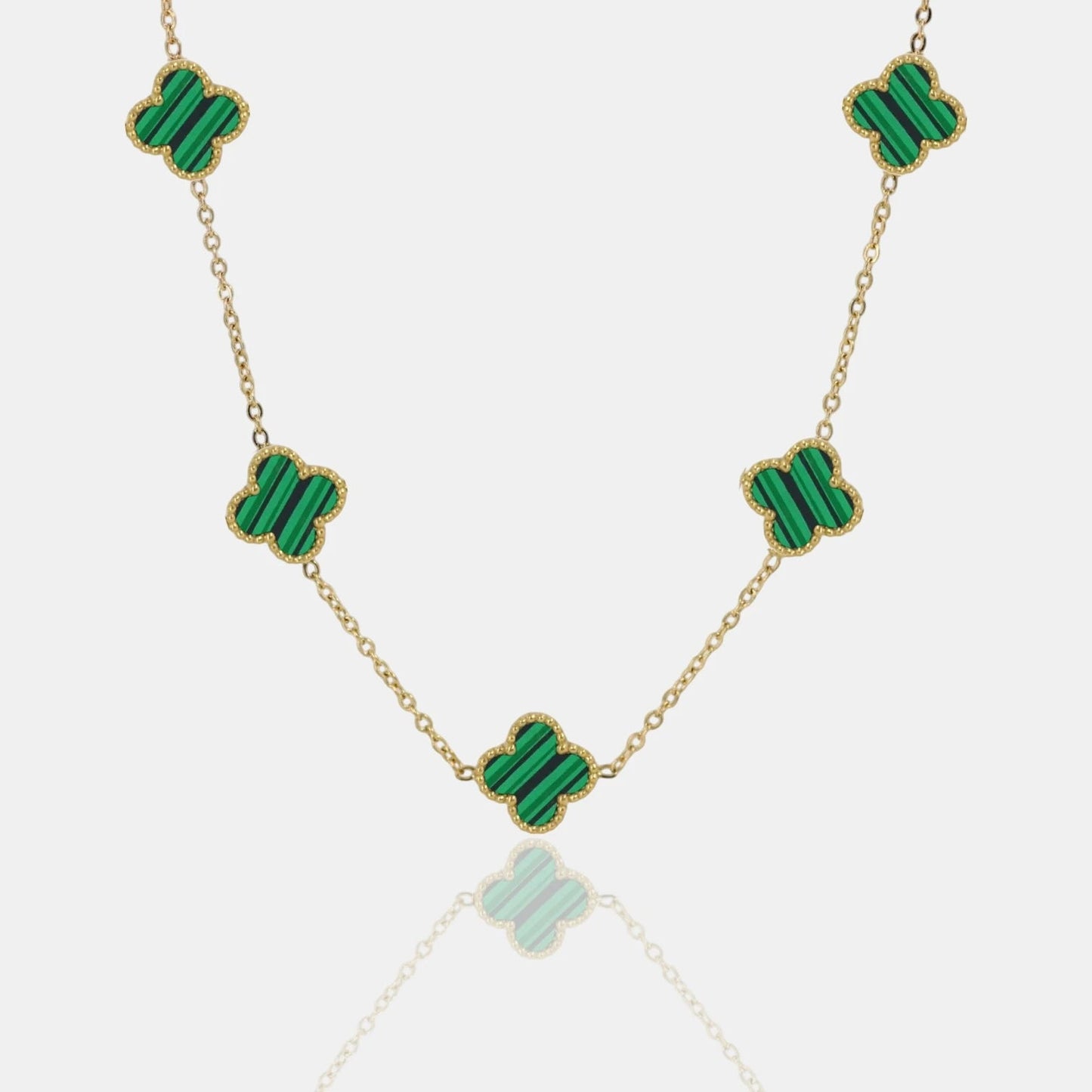 COLLAR CLOVER - GOLD MALAQUITA - ATHEREOS