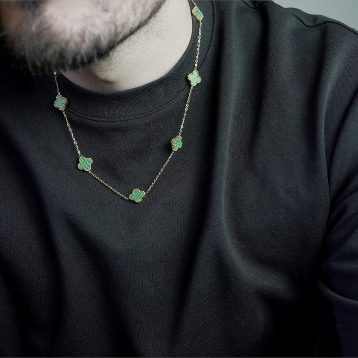 COLLAR CLOVER - GOLD MALAQUITA - ATHEREOS