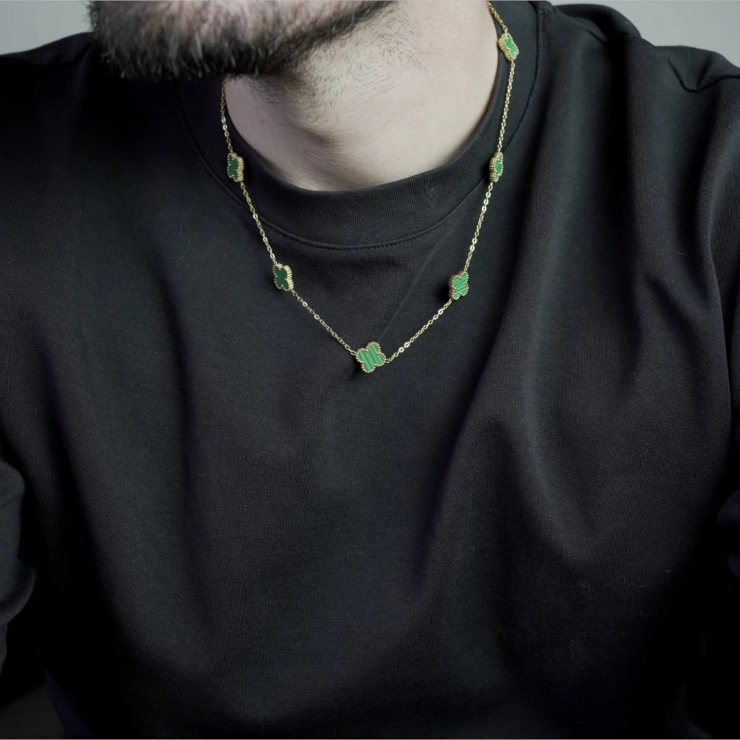 COLLAR CLOVER - GOLD MALAQUITA - ATHEREOS