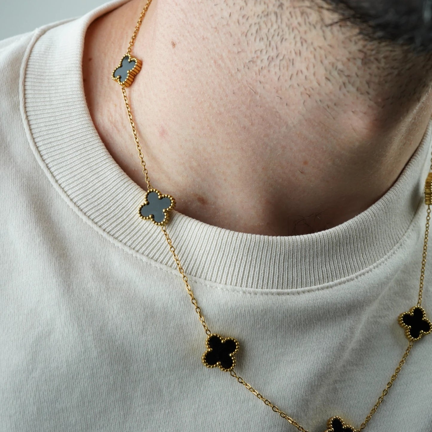 COLLAR CLOVER - GOLD ONIX - ATHEREOS