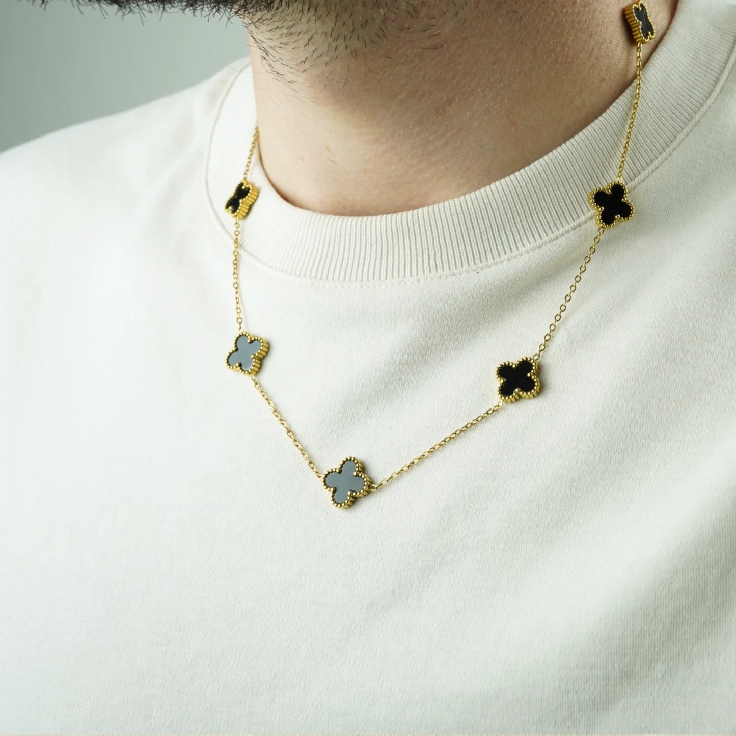 COLLAR CLOVER - GOLD ONIX - ATHEREOS