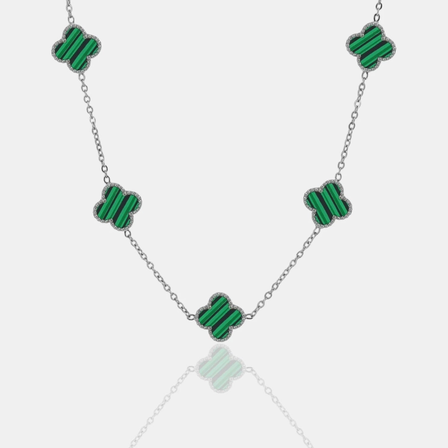 COLLAR CLOVER - SILVER MALAQUITA - ATHEREOS