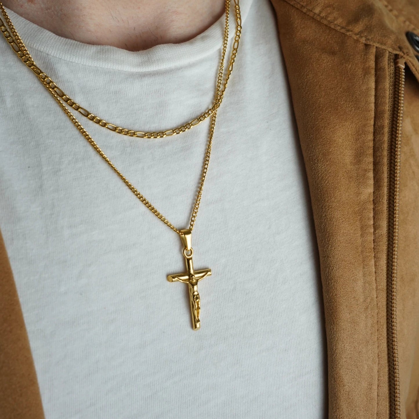 SET CRUCIFIJO - GOLD 3MM - ATHEREOS