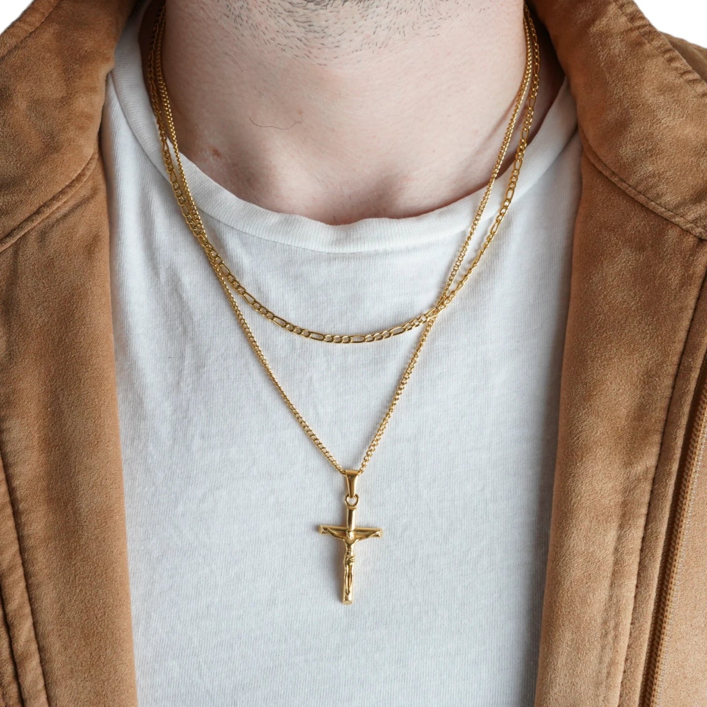 SET CRUCIFIJO - GOLD 3MM - ATHEREOS