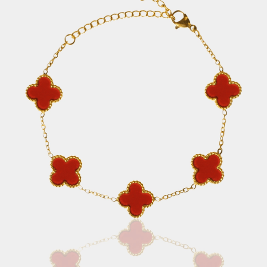 BRAZALETE CLOVER - GOLD CORNALINA - ATHEREOS