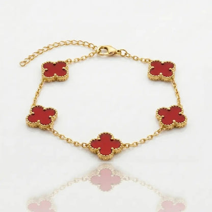 BRAZALETE CLOVER - GOLD CORNALINA - Athereos