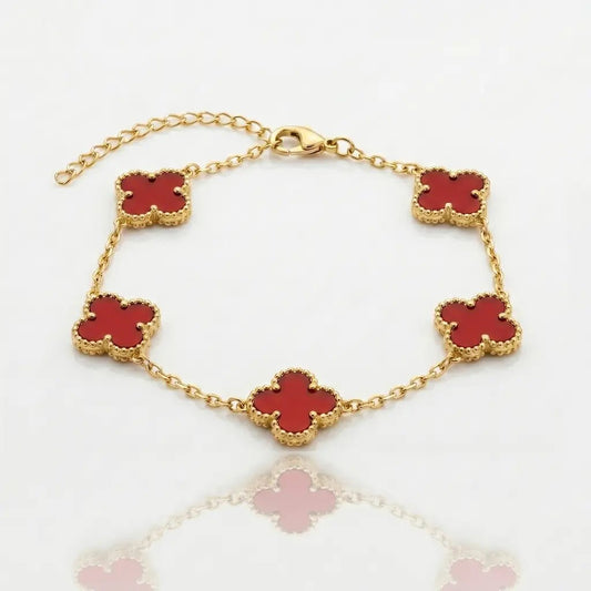 BRAZALETE CLOVER - GOLD CORNALINA - Athereos