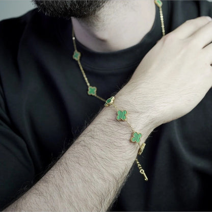BRAZALETE CLOVER - GOLD MALAQUITA - ATHEREOS
