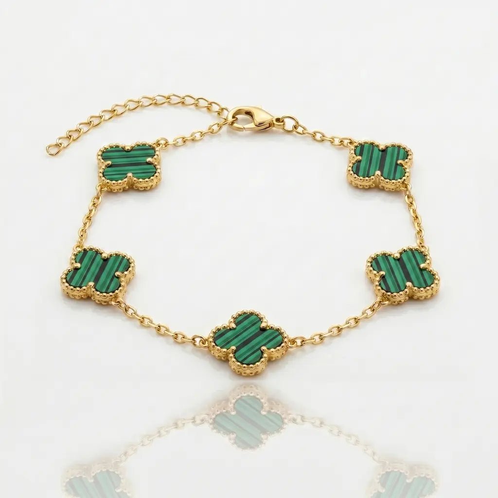 BRAZALETE CLOVER - GOLD MALAQUITA - Athereos
