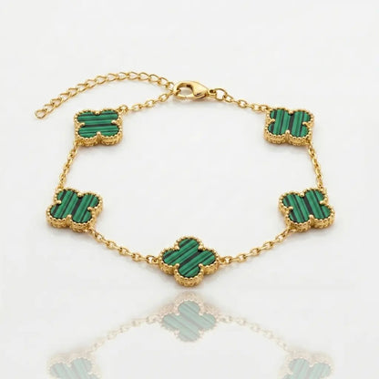 BRAZALETE CLOVER - GOLD MALAQUITA - Athereos