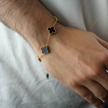 BRAZALETE CLOVER - GOLD ONIX - ATHEREOS