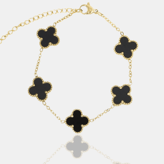 BRAZALETE CLOVER - GOLD ONIX - ATHEREOS