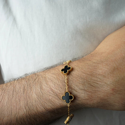 BRAZALETE CLOVER - GOLD ONIX - ATHEREOS