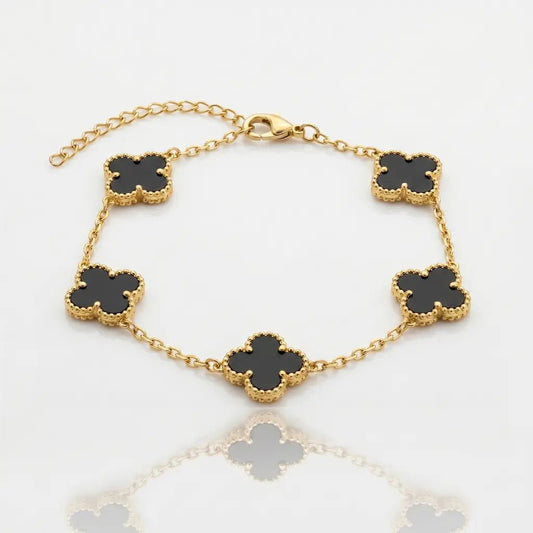 BRAZALETE CLOVER - GOLD ONIX - Athereos