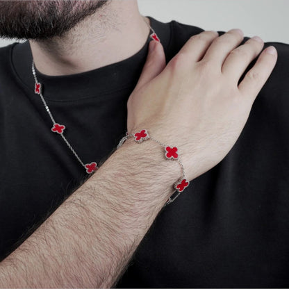 BRAZALETE CLOVER - SILVER CORNALINA - ATHEREOS