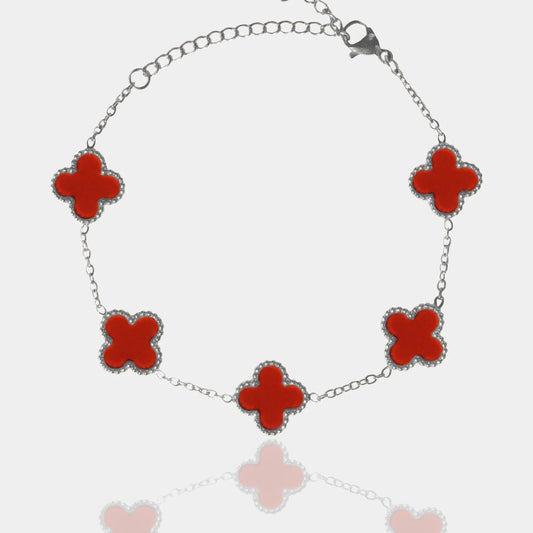 BRAZALETE CLOVER - SILVER CORNALINA - ATHEREOS