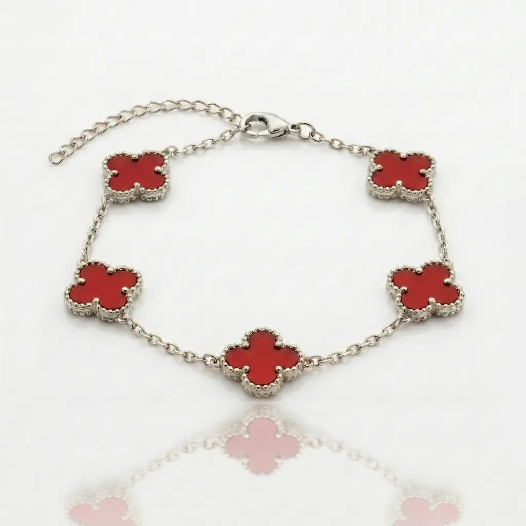 BRAZALETE CLOVER - SILVER CORNALINA - Athereos