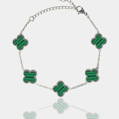 BRAZALETE CLOVER - SILVER MALAQUITA - ATHEREOS