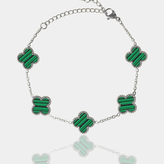 BRAZALETE CLOVER - SILVER MALAQUITA - ATHEREOS