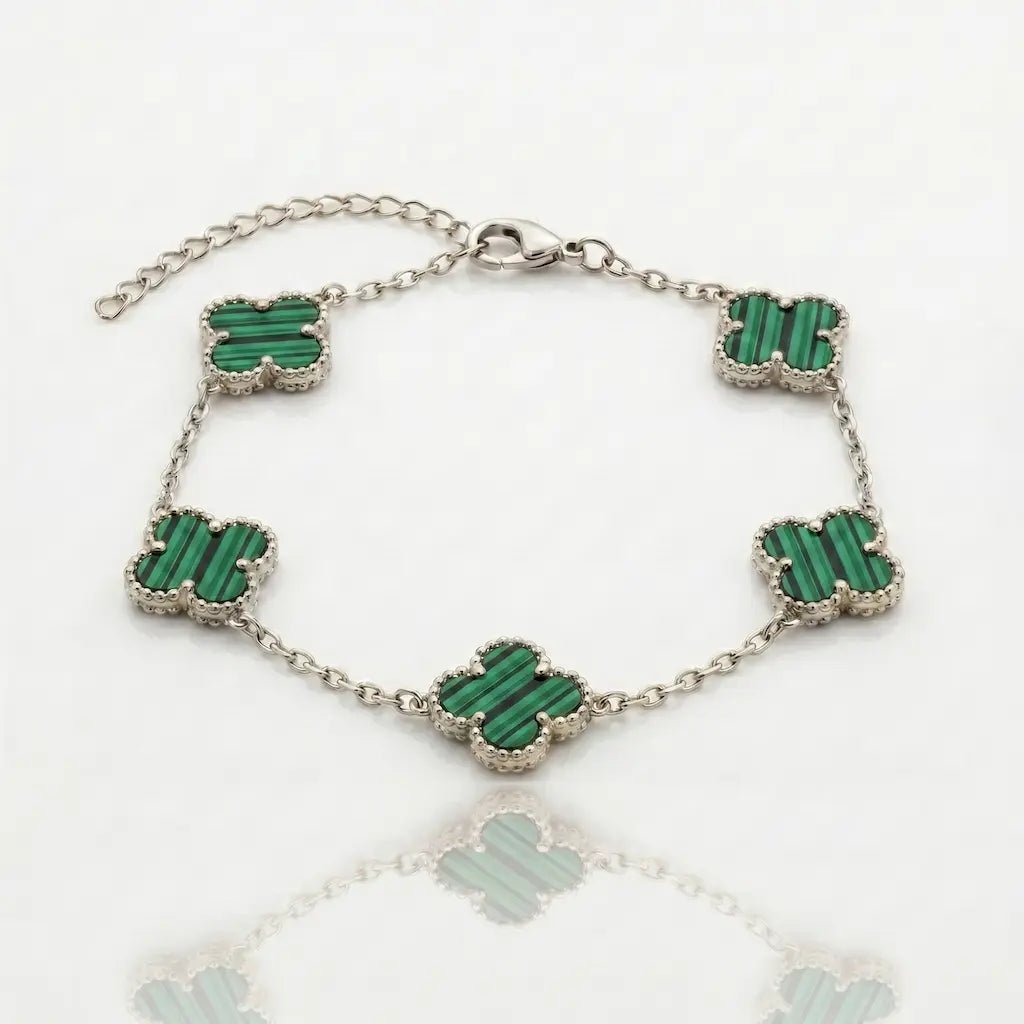 BRAZALETE CLOVER - SILVER MALAQUITA - Athereos