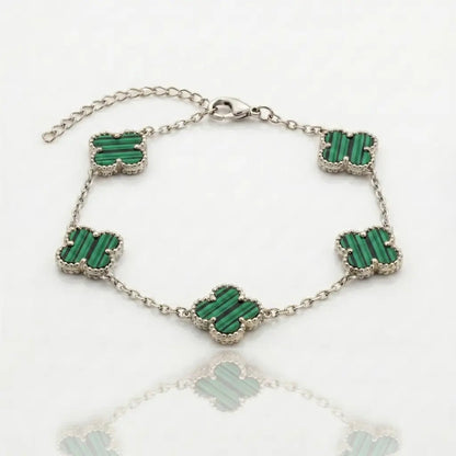 BRAZALETE CLOVER - SILVER MALAQUITA - Athereos