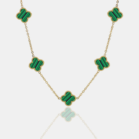 COLLAR CLOVER - GOLD MALAQUITA