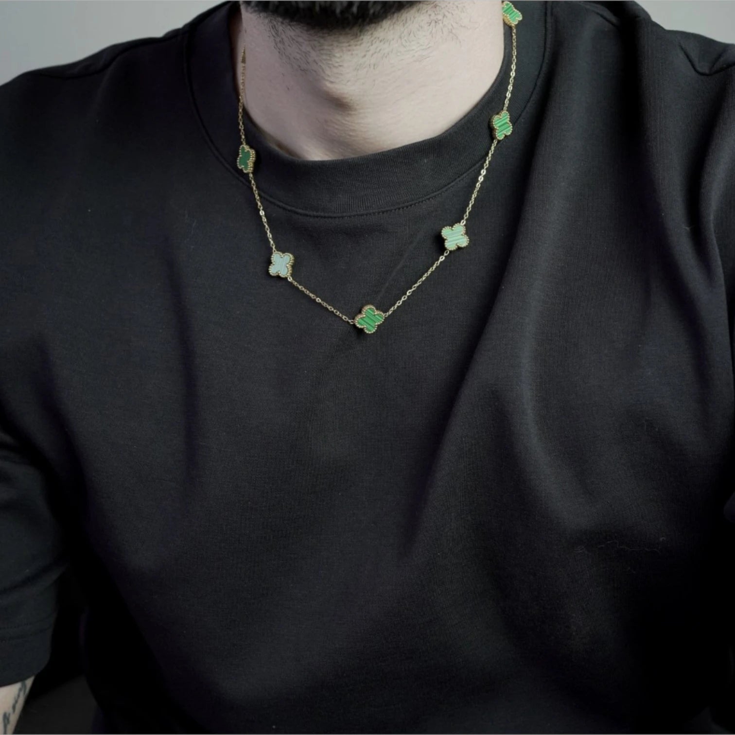 COLLAR CLOVER - GOLD MALAQUITA - ATHEREOS
