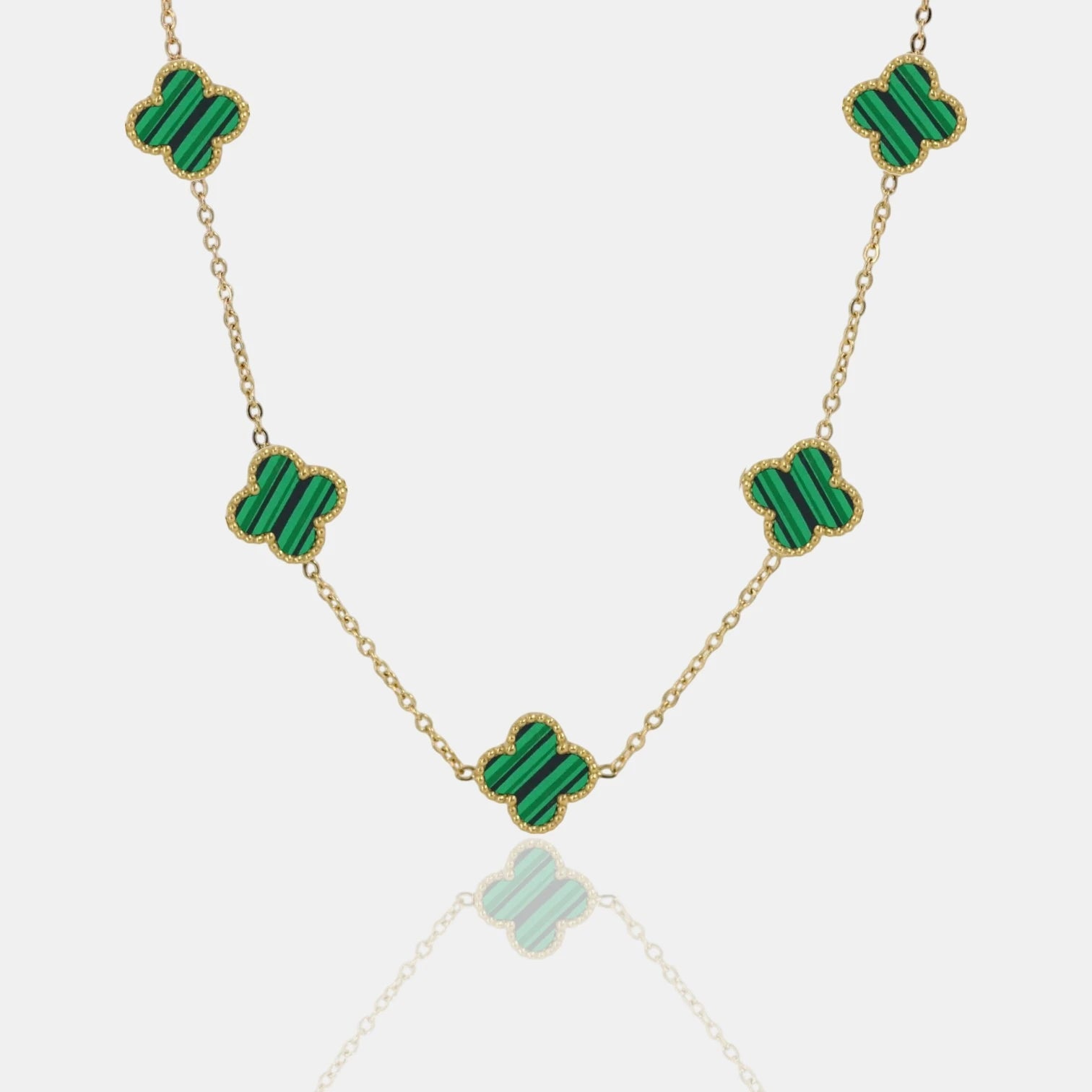 COLLAR CLOVER - GOLD MALAQUITA - ATHEREOS