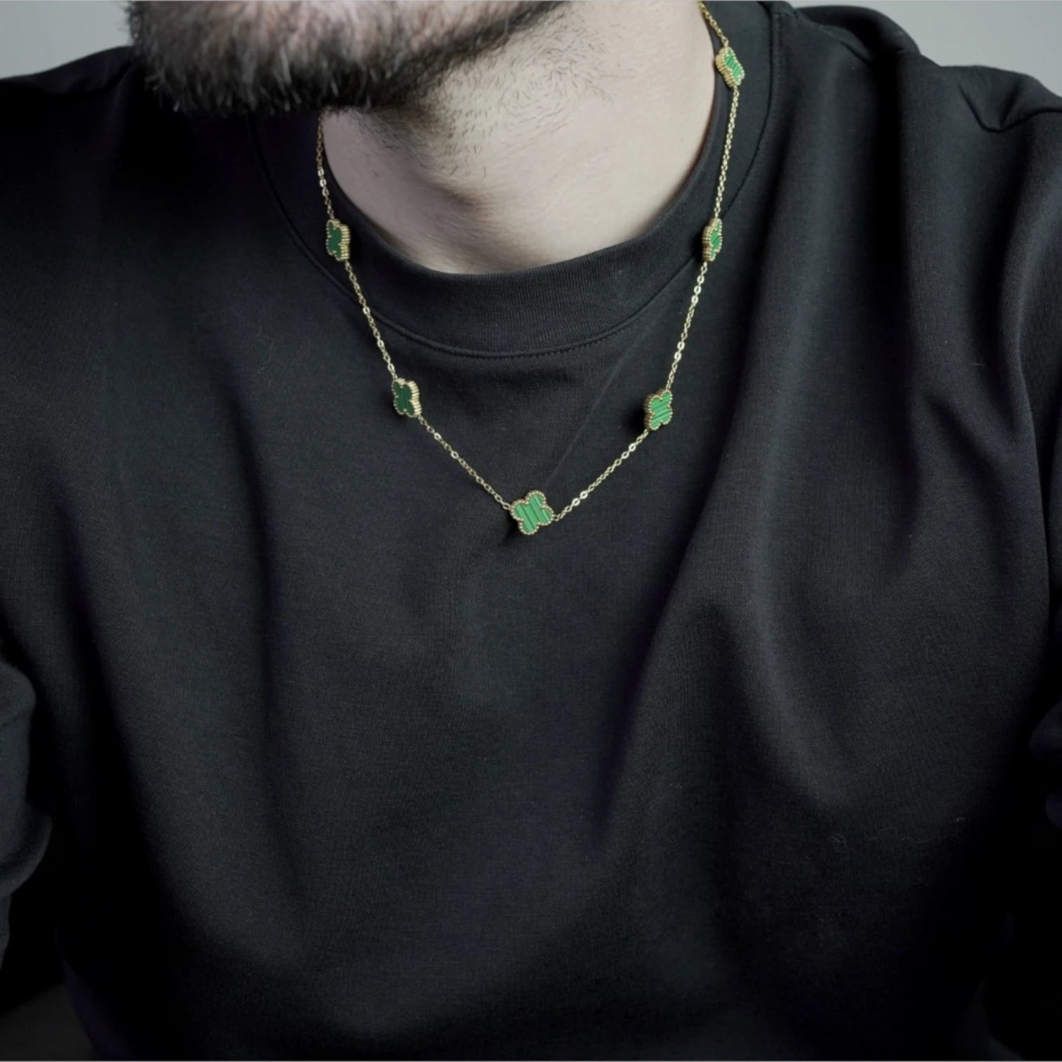 COLLAR CLOVER - GOLD MALAQUITA - ATHEREOS