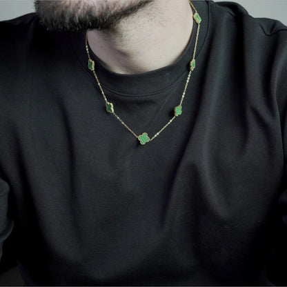 COLLAR CLOVER - GOLD MALAQUITA - ATHEREOS
