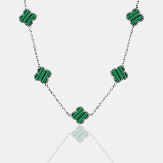 COLLAR CLOVER - SILVER MALAQUITA - ATHEREOS
