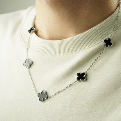 COLLAR CLOVER - SILVER ONIX - ATHEREOS