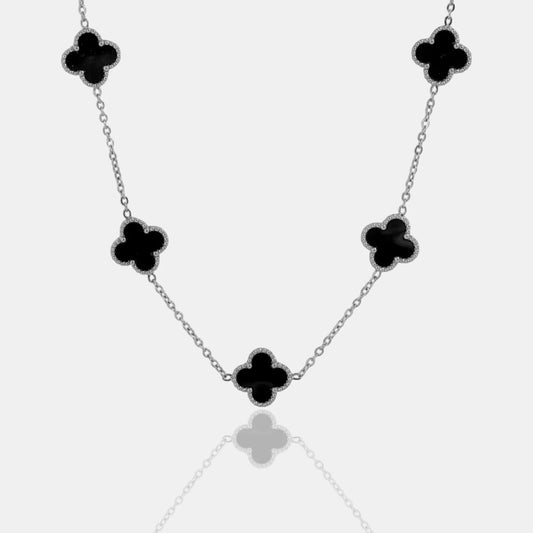 COLLAR CLOVER - SILVER ONIX - ATHEREOS