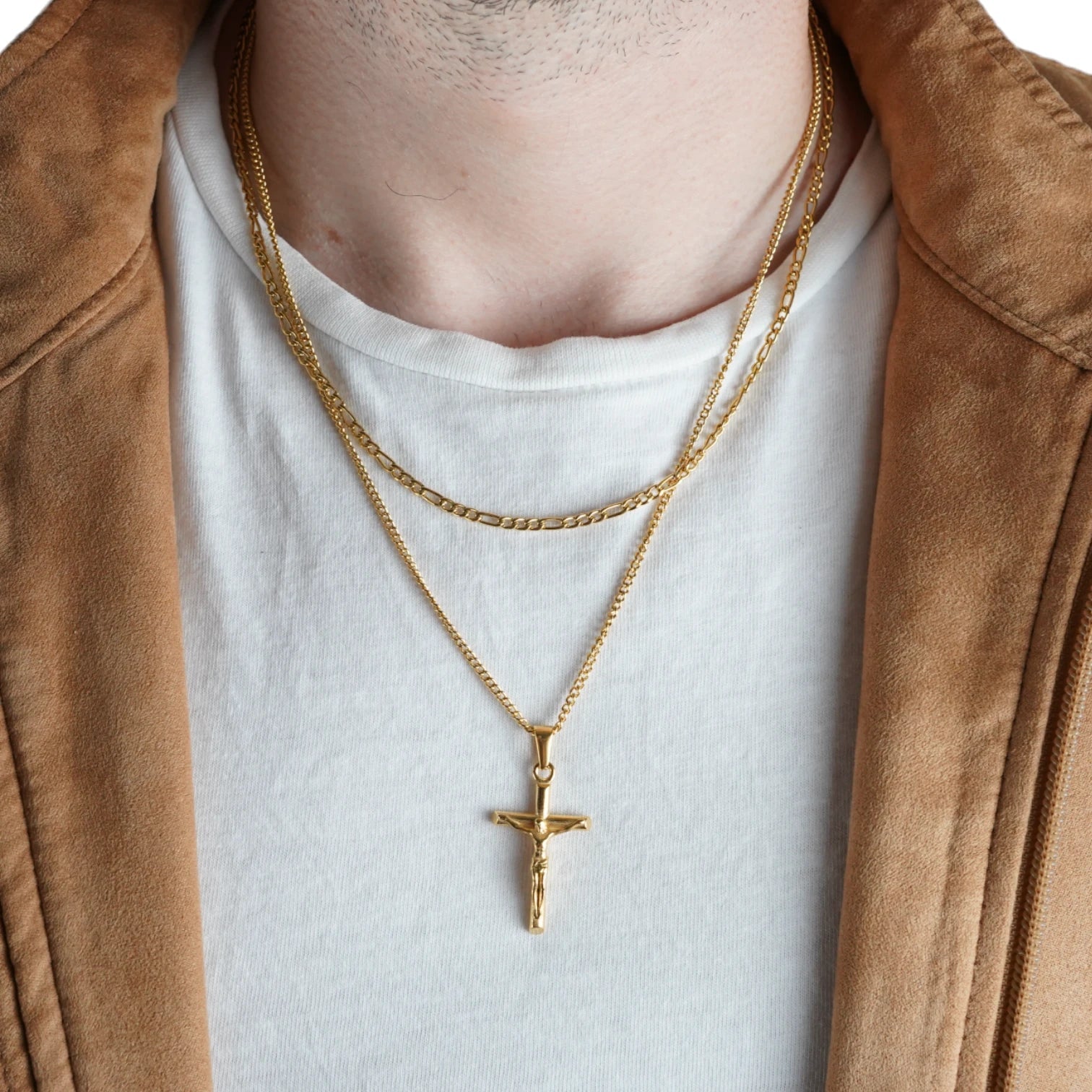 SET CRUCIFIJO - GOLD 3MM - ATHEREOS