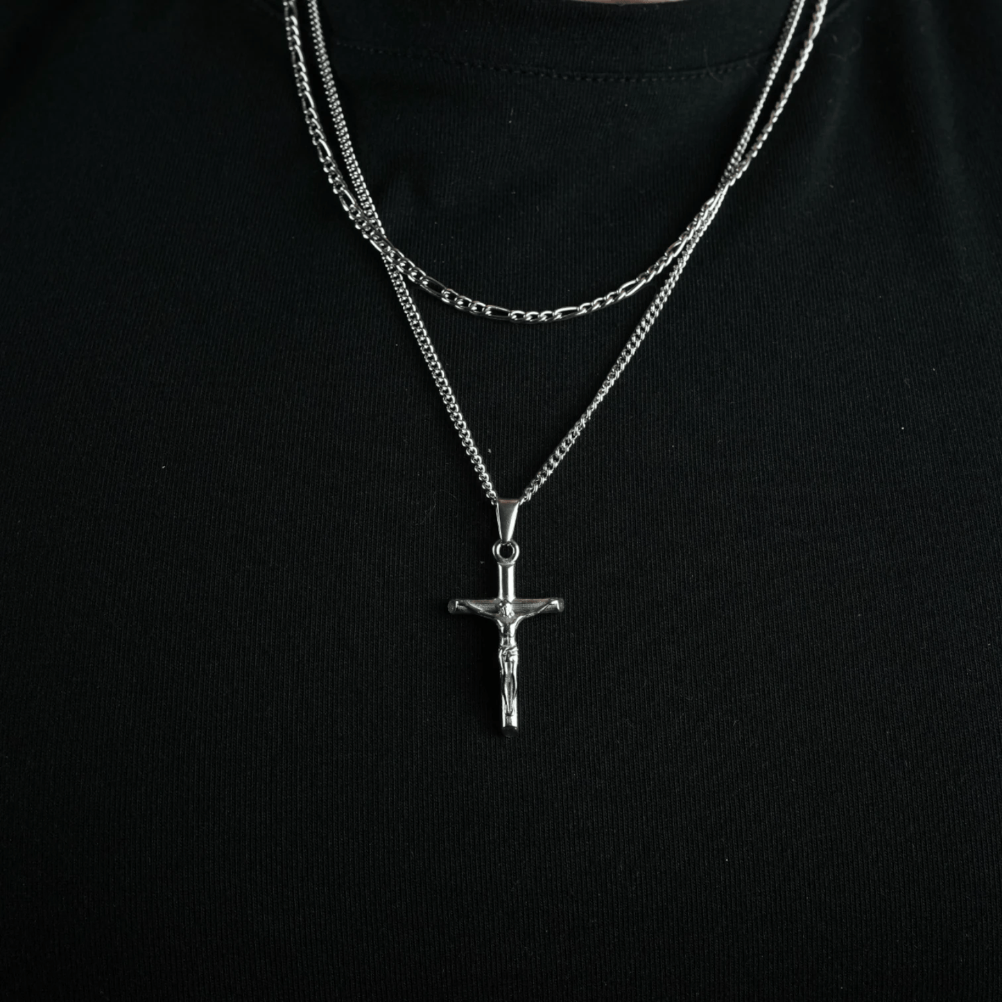 SET CRUCIFIJO - SILVER 3MM - ATHEREOS