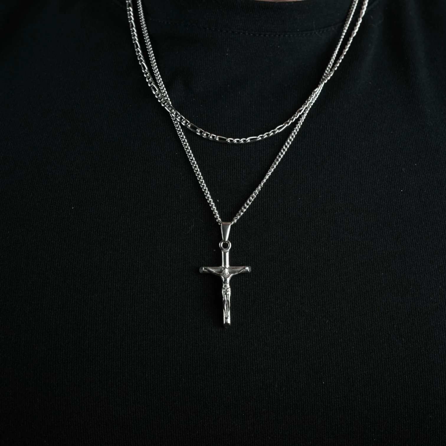 SET CRUCIFIJO - SILVER 3MM - ATHEREOS